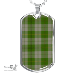 Scottish Cunningham Dress Green Dancers Clan Tartan Dog Tag Necklace - Classic Scottish Plaid Tartan Plaid