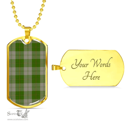 Scottish Cunningham Dress Green Dancers Clan Tartan Dog Tag Necklace - Classic Scottish Plaid Tartan Plaid
