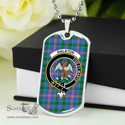 Scottish Ralston Clan Tartan Dog Tag Necklace - Crest Classic Scottish Plaid Tartan Plaid