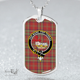 ScottishPlaid MacDonald of Glencoe (Donald of Glencoe) Weathered Clan Tartan Dog Tag Necklace - Crest Classic Scottish Plaid Tartan Plaid