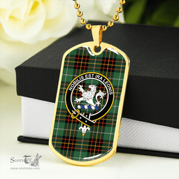ScottishPlaid Inglis Ancient Clan Tartan Dog Tag Necklace - Crest Classic Scottish Plaid Tartan Plaid