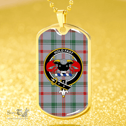 ScottishPlaid Miss MacDougal (Personal) (MacLeod Arisaid) Modern Clan Tartan Dog Tag Necklace - Crest Classic Scottish Plaid Tartan Plaid