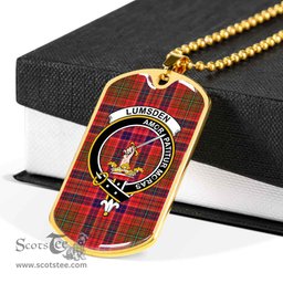 Scottish Lumsden Clan Tartan Dog Tag Necklace - Crest Classic Scottish Plaid Tartan Plaid