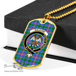 Scottish Ralston Clan Tartan Dog Tag Necklace - Crest Classic Scottish Plaid Tartan Plaid