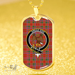 ScottishPlaid Munro Ancient Clan Tartan Dog Tag Necklace - Crest Classic Scottish Plaid Tartan Plaid