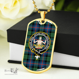 ScottishPlaid Urquhart Broad Red Ancient Clan Tartan Dog Tag Necklace - Crest Classic Scottish Plaid Tartan Plaid