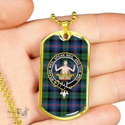 ScottishPlaid Urquhart Broad Red Ancient Clan Tartan Dog Tag Necklace - Crest Classic Scottish Plaid Tartan Plaid