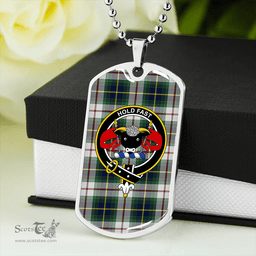 ScottishPlaid MacLeod of California Modern Clan Tartan Dog Tag Necklace - Crest Classic Scottish Plaid Tartan Plaid