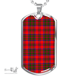 Scottish MacKillop Clan Tartan Dog Tag Necklace - Classic Scottish Plaid Tartan Plaid