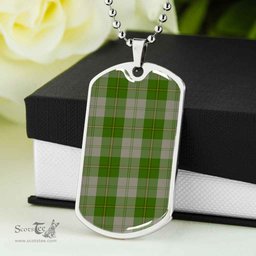 Scottish Cunningham Dress Green Dancers Clan Tartan Dog Tag Necklace - Classic Scottish Plaid Tartan Plaid