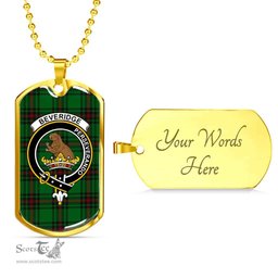 Scottish Beveridge Clan Tartan Dog Tag Necklace - Crest Classic Scottish Plaid Tartan Plaid