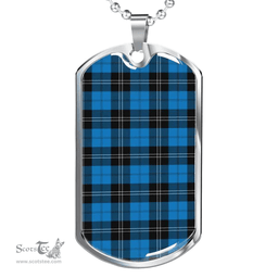 Scottish Ramsay Blue Ancient Clan Tartan Dog Tag Necklace - Classic Scottish Plaid Tartan Plaid