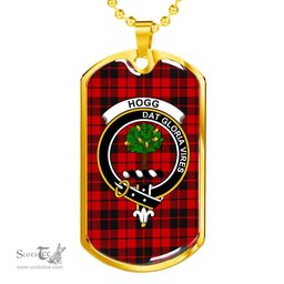 Scottish Hogg (or Hog) Clan Tartan Dog Tag Necklace - Crest Classic Scottish Plaid Tartan Plaid