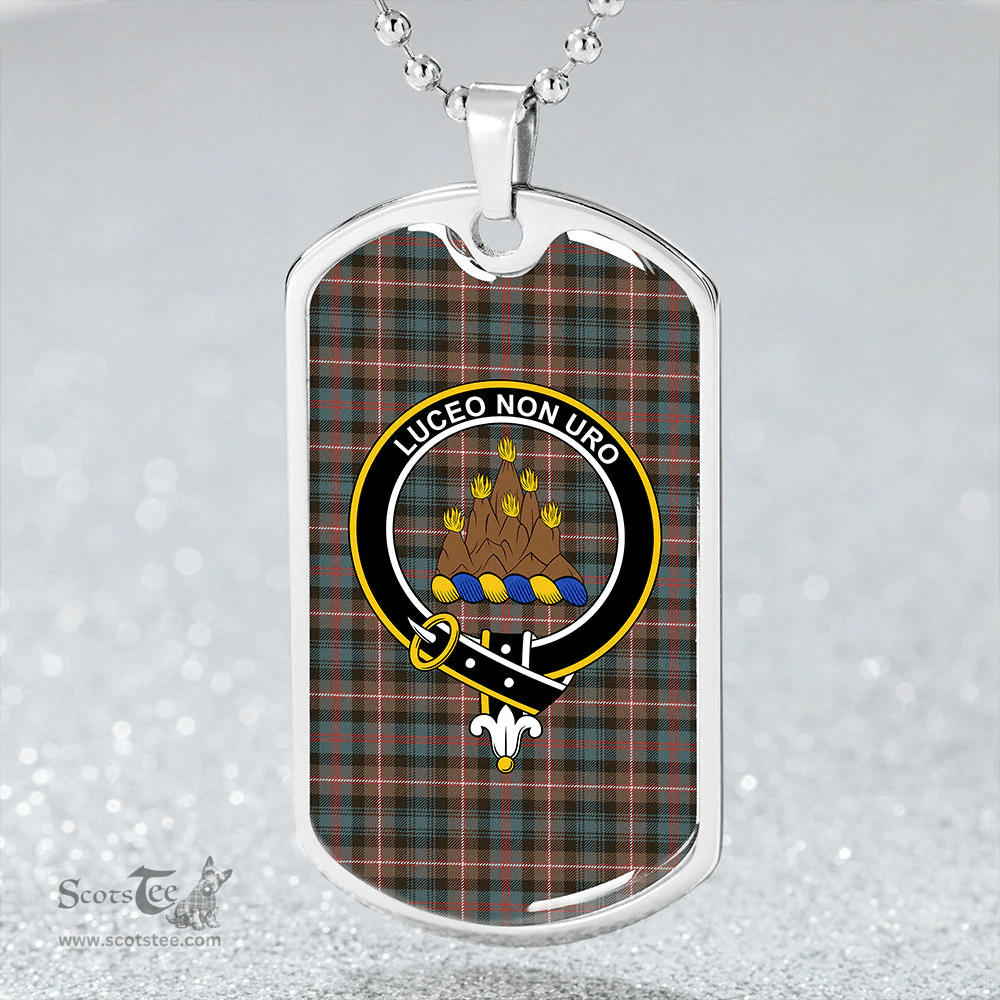 ScottishPlaid MacKenzie Morgan Weathered Clan Tartan Dog Tag Necklace - Crest Classic Scottish Plaid Tartan Plaid