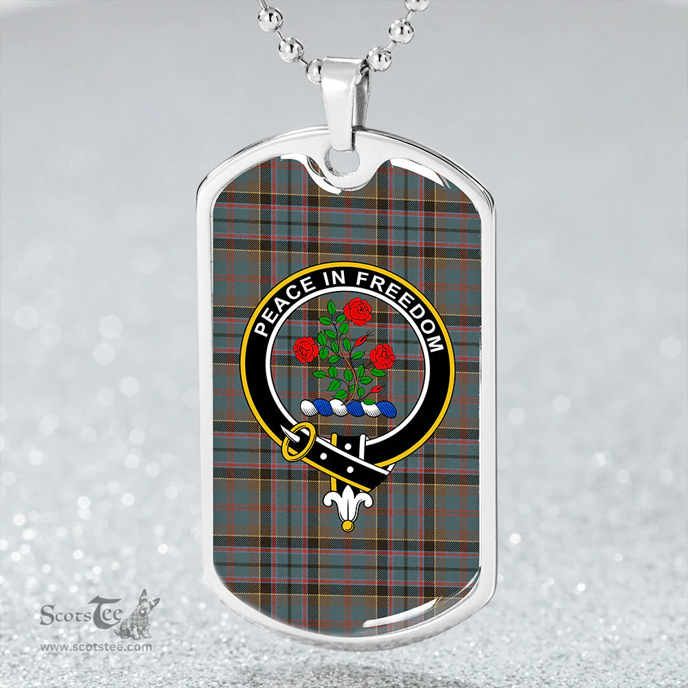 ScottishPlaid Stinson (Stephenson/Stevenson) Weathered Clan Tartan Dog Tag Necklace - Crest Classic Scottish Plaid Tartan Plaid