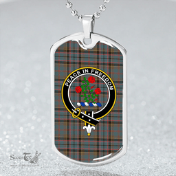 ScottishPlaid Stinson (Stephenson/Stevenson) Weathered Clan Tartan Dog Tag Necklace - Crest Classic Scottish Plaid Tartan Plaid