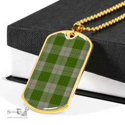 Scottish Cunningham Dress Green Dancers Clan Tartan Dog Tag Necklace - Classic Scottish Plaid Tartan Plaid
