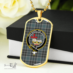 ScottishPlaid MacDonald of the Isles Hunting #2 (Donald of the Isles Hunting #2) Weathered Clan Tartan Dog Tag Necklace - Crest Classic Scottish Plaid Tartan Plaid