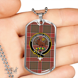ScottishPlaid Pollock Weathered Clan Tartan Dog Tag Necklace - Crest Classic Scottish Plaid Tartan Plaid