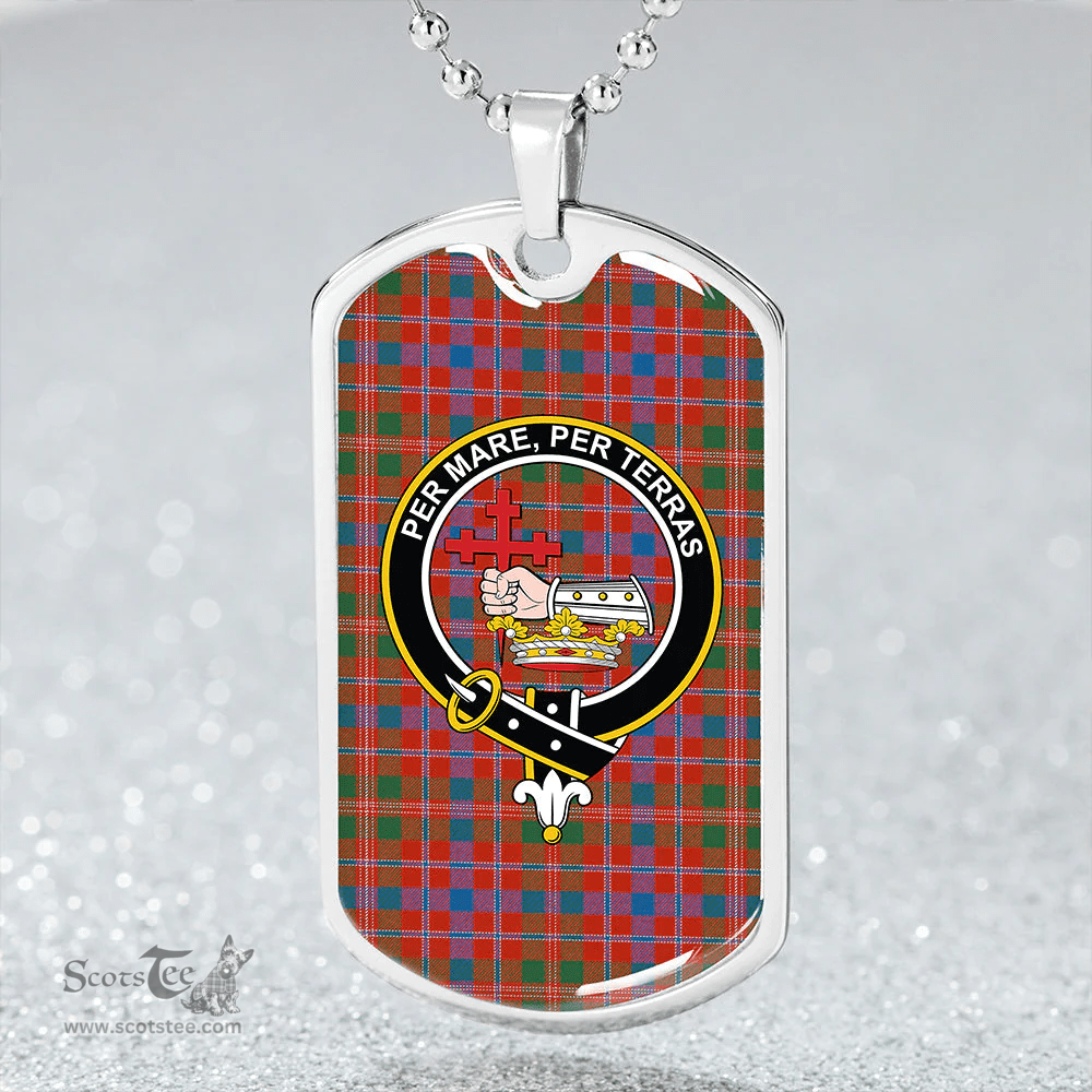 ScottishPlaid MacDonald of Glenaladale (Donald of Glenaladale) Ancient Clan Tartan Dog Tag Necklace - Crest Classic Scottish Plaid Tartan Plaid