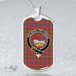 ScottishPlaid MacDonald of Glenaladale (Donald of Glenaladale) Ancient Clan Tartan Dog Tag Necklace - Crest Classic Scottish Plaid Tartan Plaid