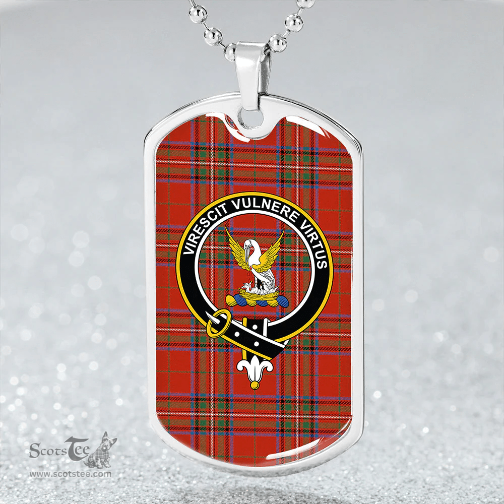 ScottishPlaid Stewart of Rothesay Ancient Clan Tartan Dog Tag Necklace - Crest Classic Scottish Plaid Tartan Plaid