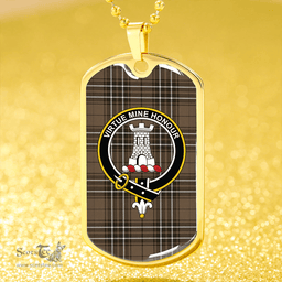 ScottishPlaid MacLean of Duart Hunting (Vestiarium Scoticum) Weathered Clan Tartan Dog Tag Necklace - Crest Classic Scottish Plaid Tartan Plaid