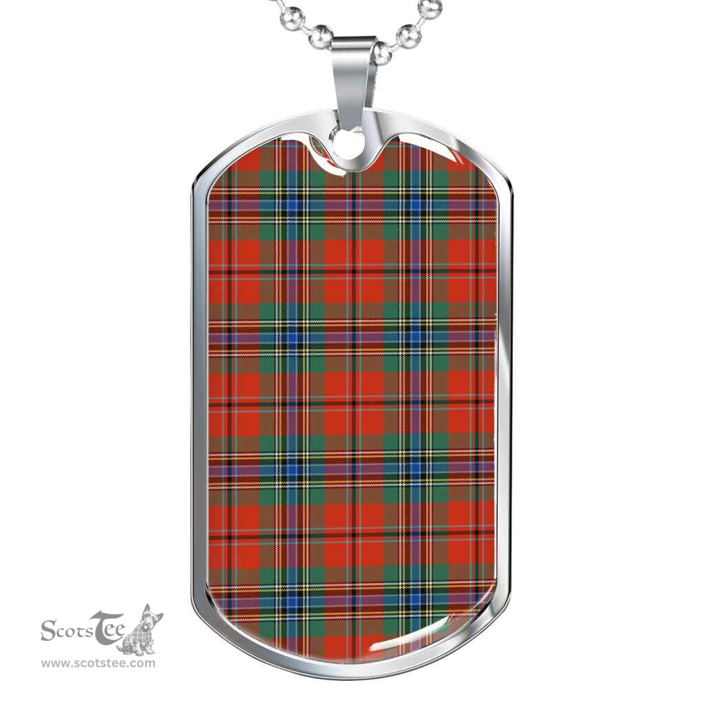 Scottish MacLean of Duart Ancient Clan Tartan Dog Tag Necklace - Classic Scottish Plaid Tartan Plaid