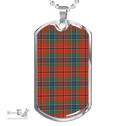 Scottish MacLean of Duart Ancient Clan Tartan Dog Tag Necklace - Classic Scottish Plaid Tartan Plaid