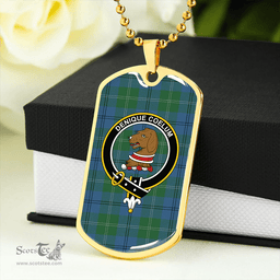 ScottishPlaid Melville #2 Ancient Clan Tartan Dog Tag Necklace - Crest Classic Scottish Plaid Tartan Plaid