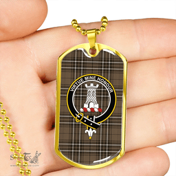 ScottishPlaid MacLean of Duart Hunting (Vestiarium Scoticum) Weathered Clan Tartan Dog Tag Necklace - Crest Classic Scottish Plaid Tartan Plaid