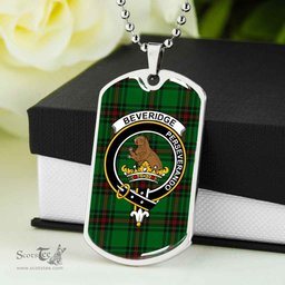 Scottish Beveridge Clan Tartan Dog Tag Necklace - Crest Classic Scottish Plaid Tartan Plaid
