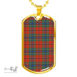 Scottish MacLean of Duart Ancient Clan Tartan Dog Tag Necklace - Classic Scottish Plaid Tartan Plaid
