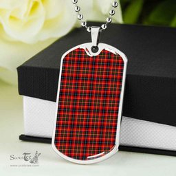 Scottish Innes Modern Clan Tartan Dog Tag Necklace - Classic Scottish Plaid Tartan Plaid