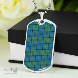 Scottish Lockhart Clan Tartan Dog Tag Necklace - Classic Scottish Plaid Tartan Plaid