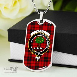 Scottish Hogg (or Hog) Clan Tartan Dog Tag Necklace - Crest Classic Scottish Plaid Tartan Plaid