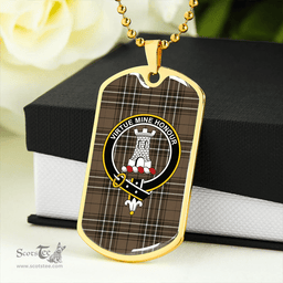 ScottishPlaid MacLean of Duart Hunting (Vestiarium Scoticum) Weathered Clan Tartan Dog Tag Necklace - Crest Classic Scottish Plaid Tartan Plaid