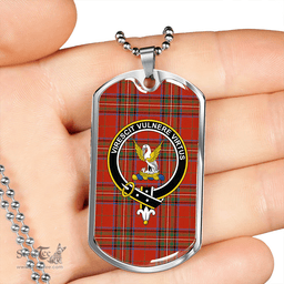 ScottishPlaid Stewart of Rothesay Ancient Clan Tartan Dog Tag Necklace - Crest Classic Scottish Plaid Tartan Plaid