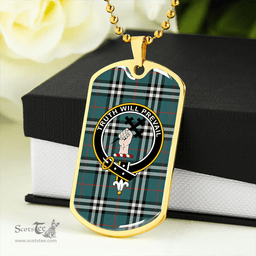 ScottishPlaid Thomson Hunting #2 (Thompson Hunting #2) Modern Clan Tartan Dog Tag Necklace - Crest Classic Scottish Plaid Tartan Plaid