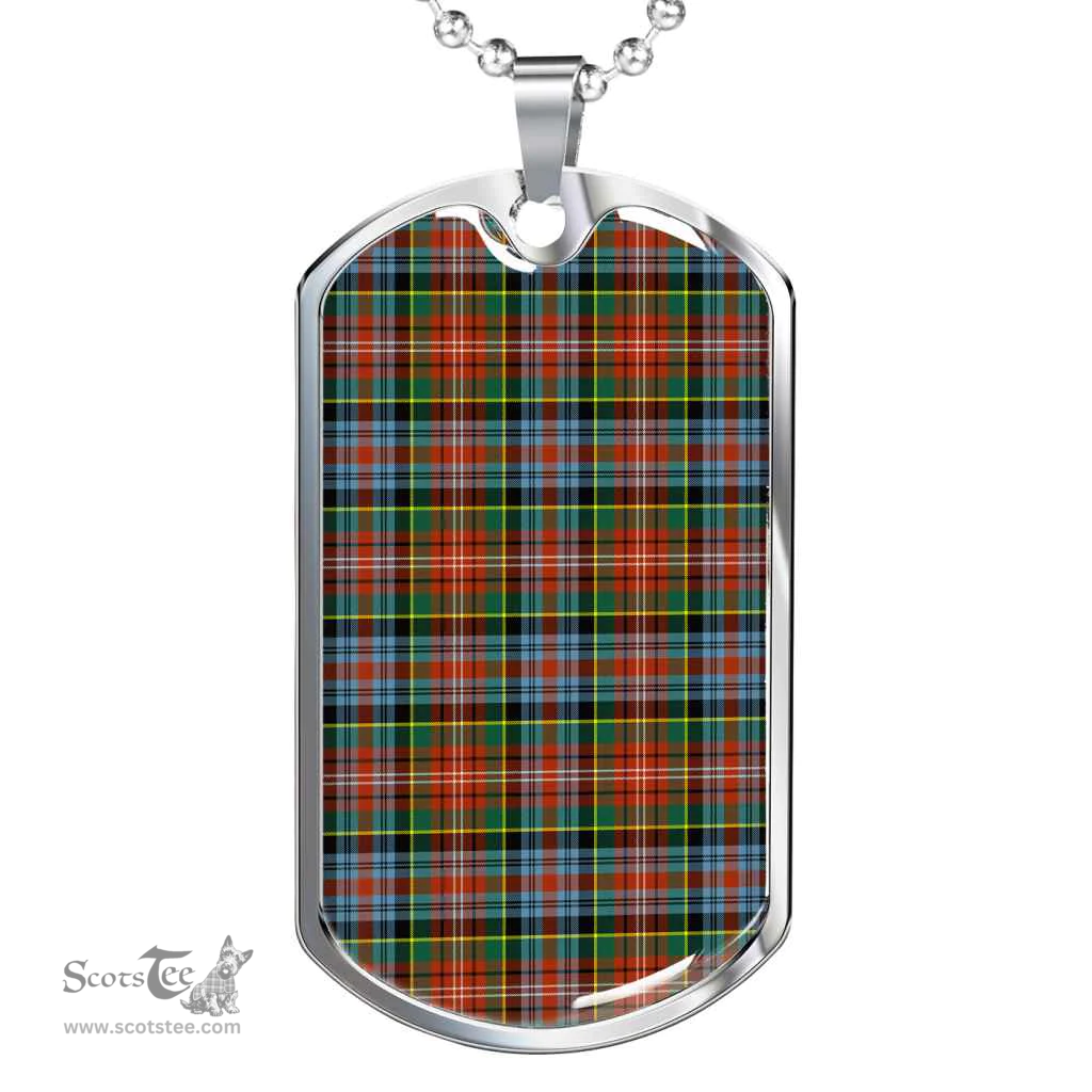 Scottish Caledonia Ancient Clan Tartan Dog Tag Necklace - Classic Scottish Plaid Tartan Plaid
