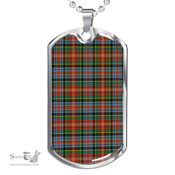 Scottish Caledonia Ancient Clan Tartan Dog Tag Necklace - Classic Scottish Plaid Tartan Plaid