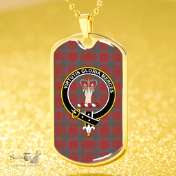 ScottishPlaid Robertson 1819 Weathered Clan Tartan Dog Tag Necklace - Crest Classic Scottish Plaid Tartan Plaid