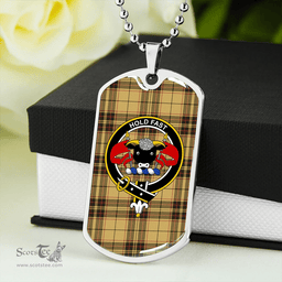 ScottishPlaid MacLeod Snuffbox Ancient Clan Tartan Dog Tag Necklace - Crest Classic Scottish Plaid Tartan Plaid