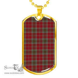 Scottish Lindsay Weathered Clan Tartan Dog Tag Necklace - Classic Scottish Plaid Tartan Plaid