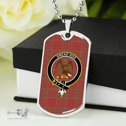 ScottishPlaid Munro (Logan) Weathered Clan Tartan Dog Tag Necklace - Crest Classic Scottish Plaid Tartan Plaid
