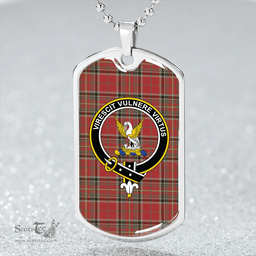 ScottishPlaid Stewart of Galloway Weathered Clan Tartan Dog Tag Necklace - Crest Classic Scottish Plaid Tartan Plaid