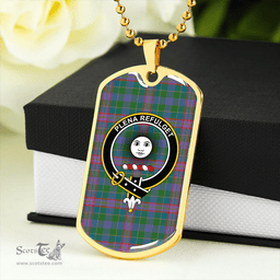ScottishPlaid Pitcairn Hunting Ancient Clan Tartan Dog Tag Necklace - Crest Classic Scottish Plaid Tartan Plaid