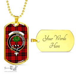 Scottish Hogg (or Hog) Clan Tartan Dog Tag Necklace - Crest Classic Scottish Plaid Tartan Plaid