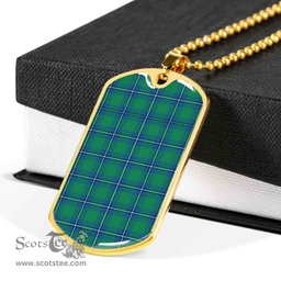 Scottish Irvine Ancient Clan Tartan Dog Tag Necklace - Classic Scottish Plaid Tartan Plaid