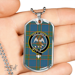 ScottishPlaid Ralston UK Ancient Clan Tartan Dog Tag Necklace - Crest Classic Scottish Plaid Tartan Plaid